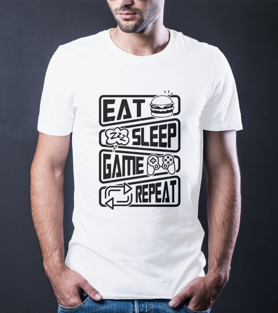 Eat Sleep Game Repeat Burger Controller Icons T-Shirt