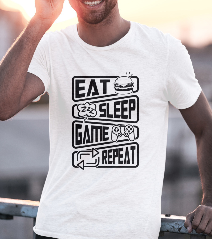 Eat Sleep Game Repeat Burger Controller Icons T-Shirt