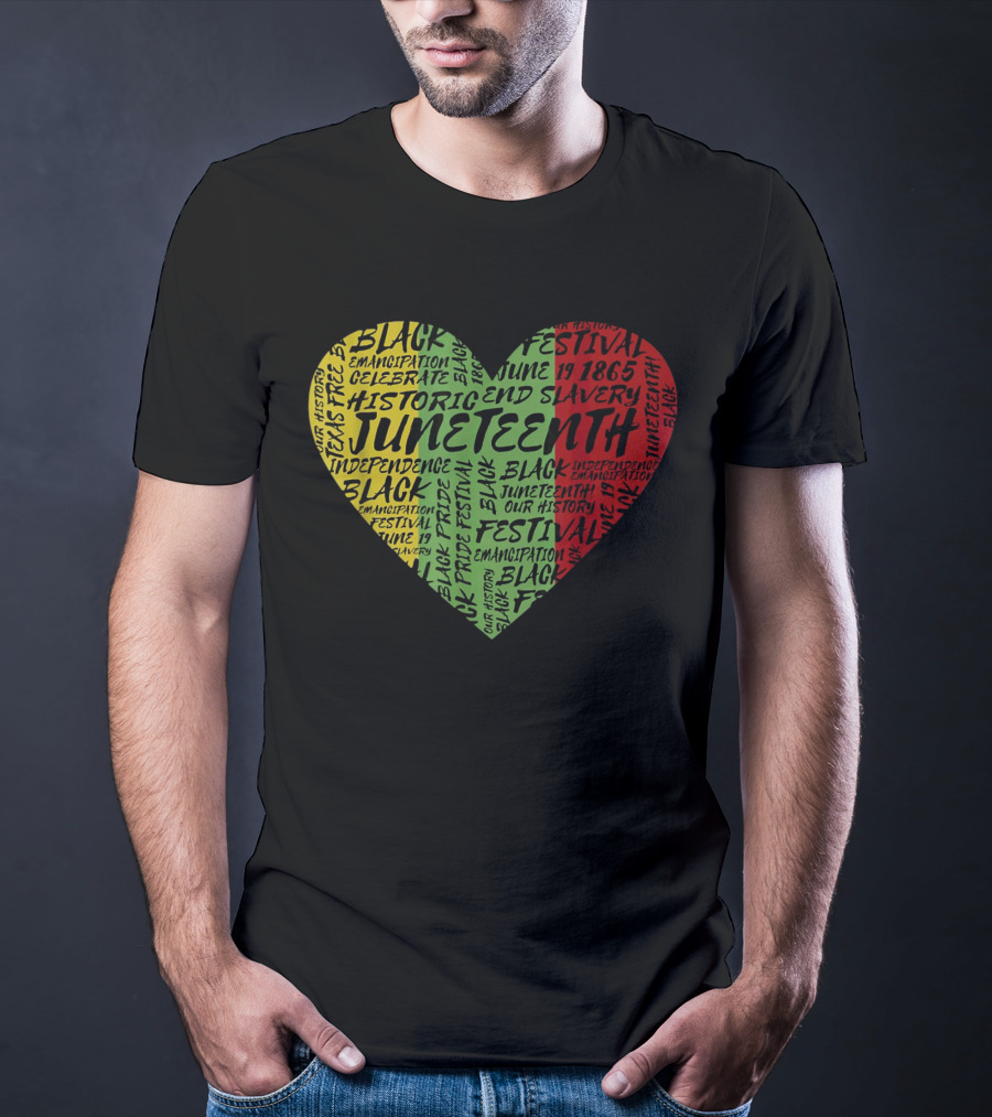 Juneteenth Heart Black Pride Emancipation Celebrate Independence 1865 Festival T-Shirt