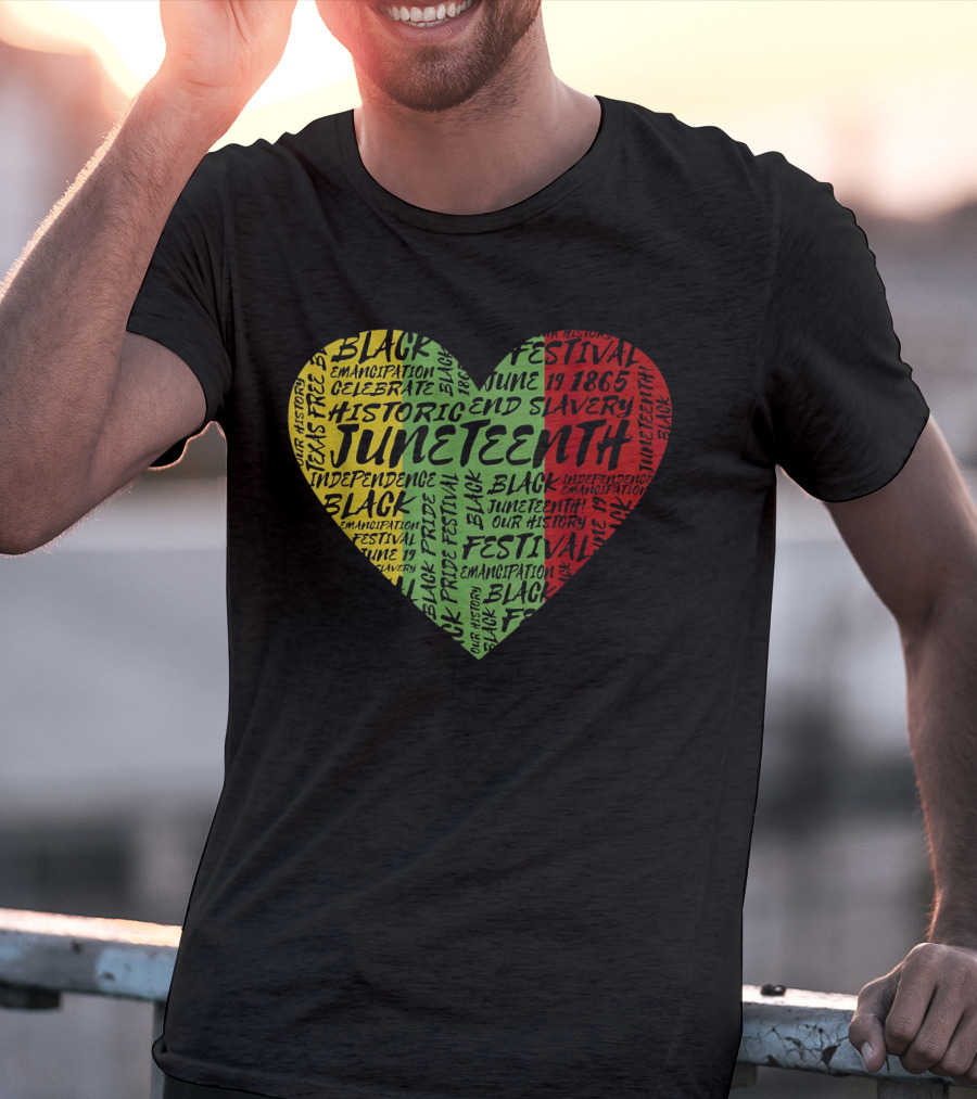 Juneteenth Heart Black Pride Emancipation Celebrate Independence 1865 Festival T-Shirt