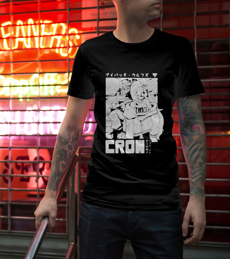 Crow Eyepatch Wolf Manga Style Impact Bad Edgy T-Shirt