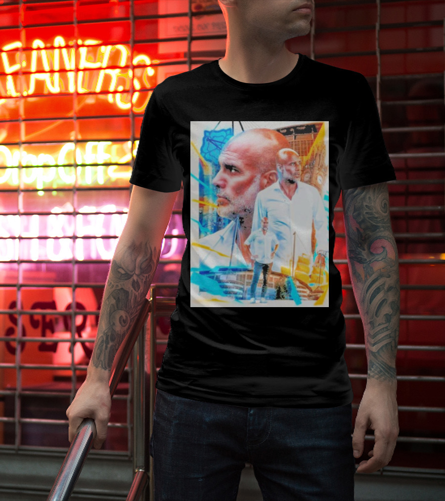 Josep Pep Guardiola New Football Bold Artful Portrait With Vibrant Urban Backdrop T-Shirt