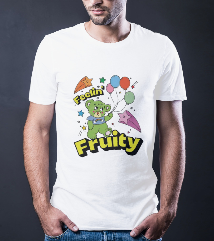 Smile Cult Store Feelin’ Fruity Bear With Balloons And Stars T-Shirt