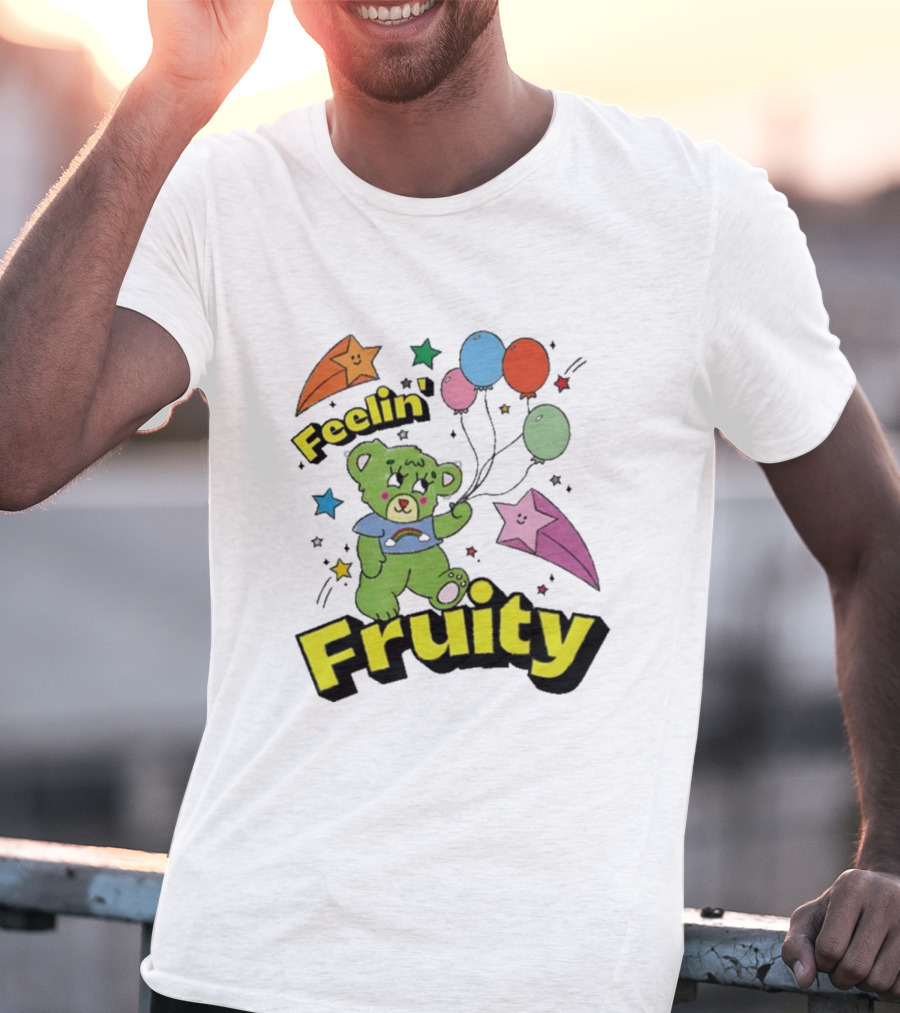 Smile Cult Store Feelin’ Fruity Bear With Balloons And Stars T-Shirt