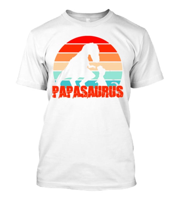 Papasaurus Vintage Father's Day Dinosaur Sunset T-Shirt