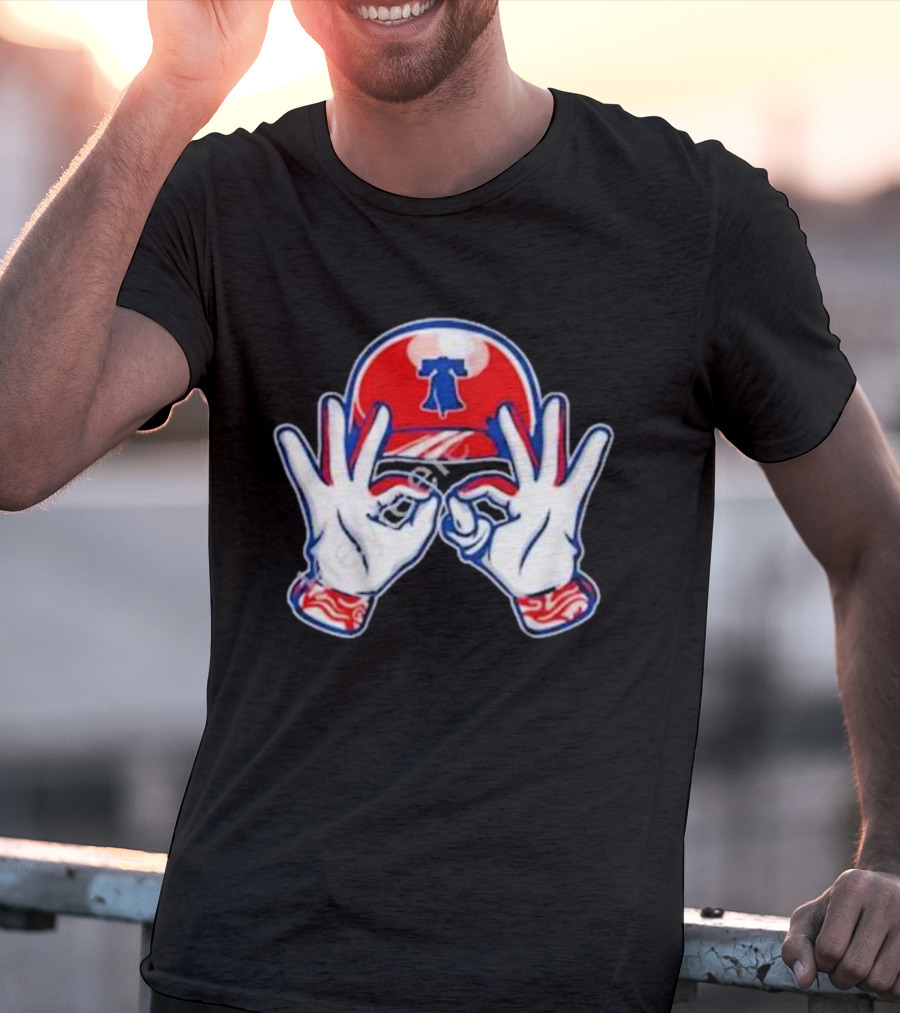 Philadelphia Liberty Bell Baseball Hand Gesture T-Shirt