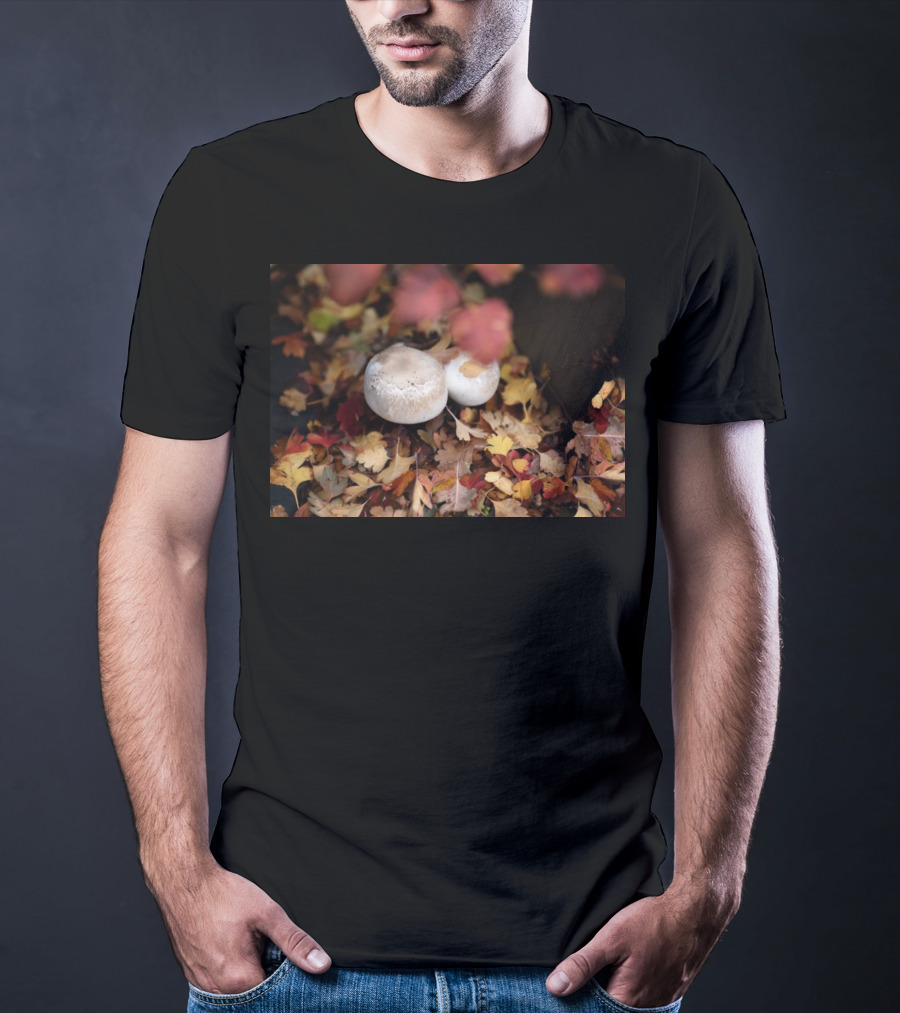Autumn's Reward Mushrooms Amidst Fall Leaves T-Shirt