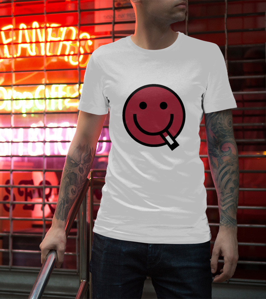 Devolver Digital Cyggy Smiley Face Icon With Cigarette T-Shirt