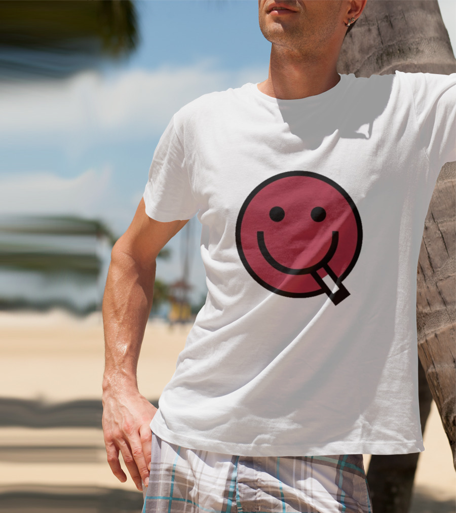 Devolver Digital Cyggy Smiley Face Icon With Cigarette T-Shirt