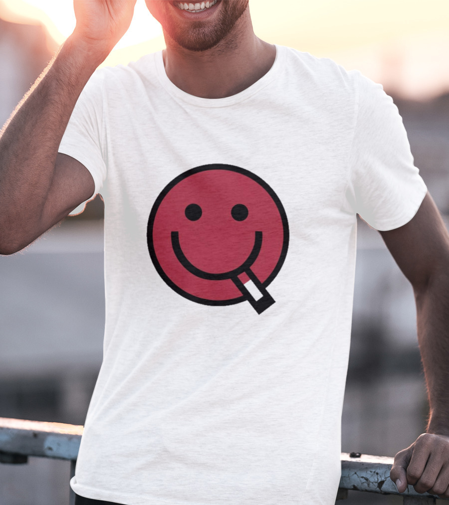 Devolver Digital Cyggy Smiley Face Icon With Cigarette T-Shirt