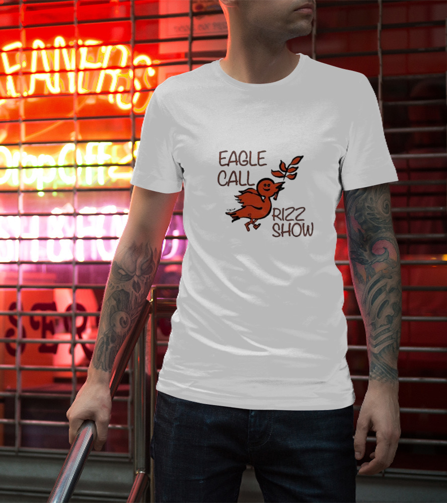 Eagle Call Rizz Show Orange Bird Holding Leaf T-Shirt