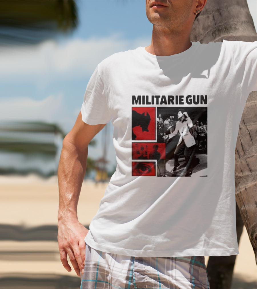 MILITARIE GUN Red Black Collage Performance T-Shirt