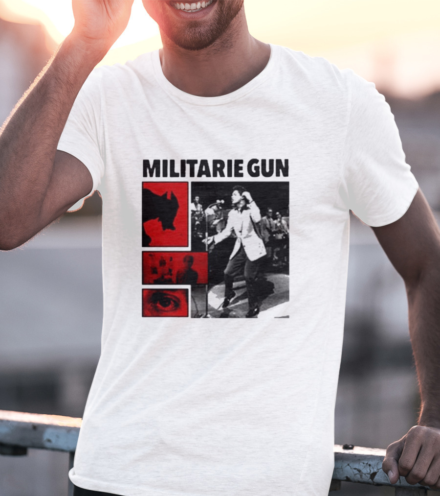 MILITARIE GUN Red Black Collage Performance T-Shirt