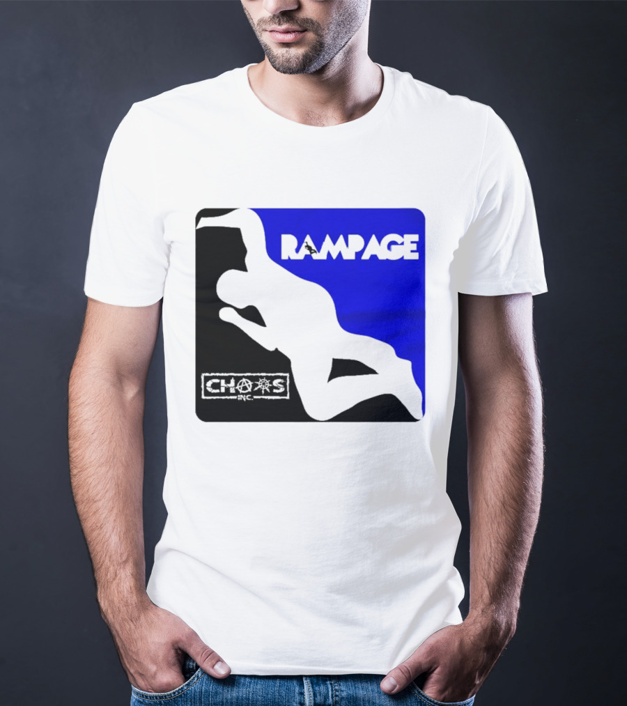 Rampage Chaos Inc Silhouette Blue Background T-Shirt