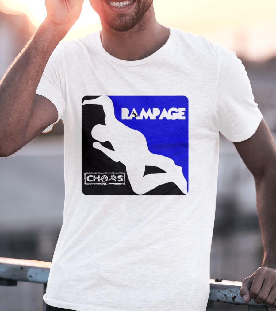 Rampage Chaos Inc Silhouette Blue Background T-Shirt