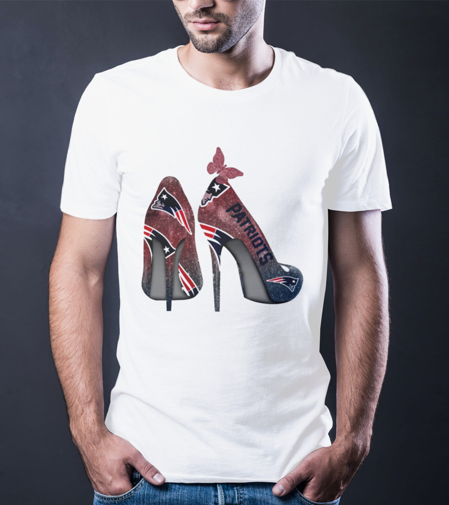 New England Patriots Glitter High Heel Butterfly T-Shirt