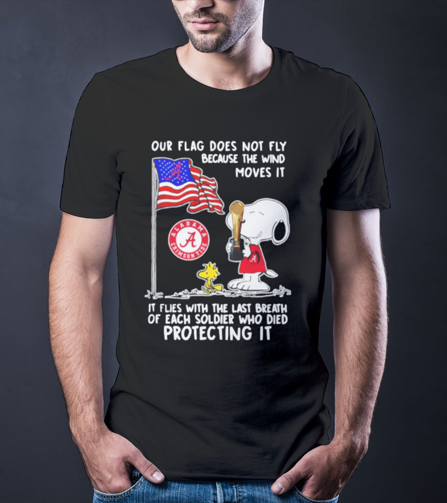 Our Flag Snoopy Alabama Crimson Tide Soldier Protecting T-Shirt