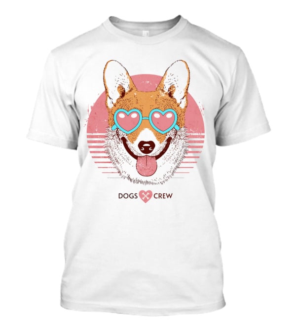 Dogs Crew Heart Sunglasses Cute Animal T-Shirt