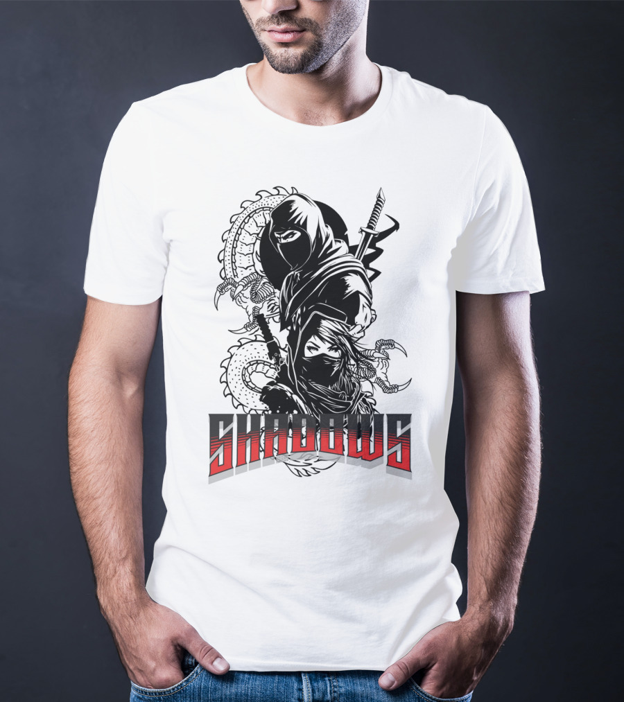 Shadows Ninja Warriors With Swords And Serpents T-Shirt