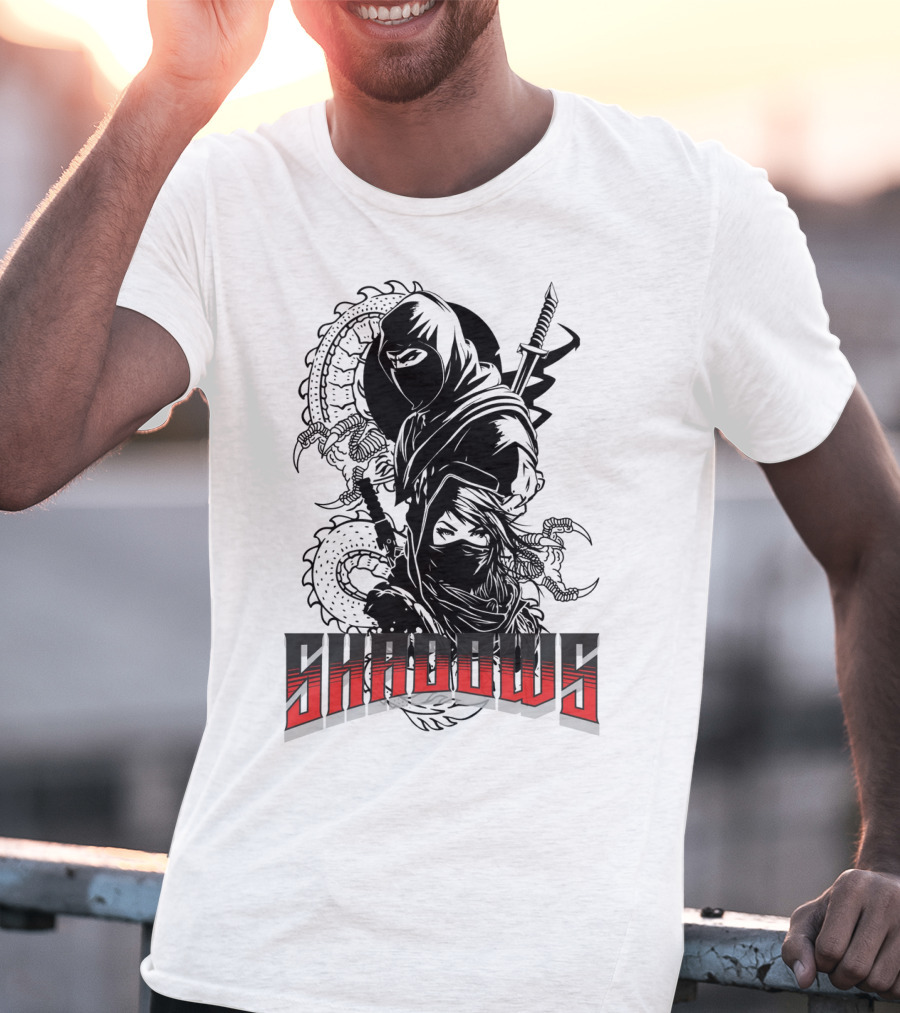 Shadows Ninja Warriors With Swords And Serpents T-Shirt