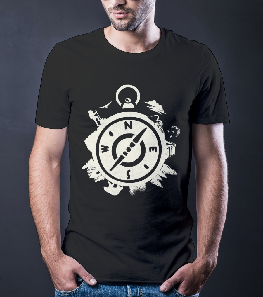 Wilderness Adventure Compass Exploring North South East West Nature Elements T-Shirt