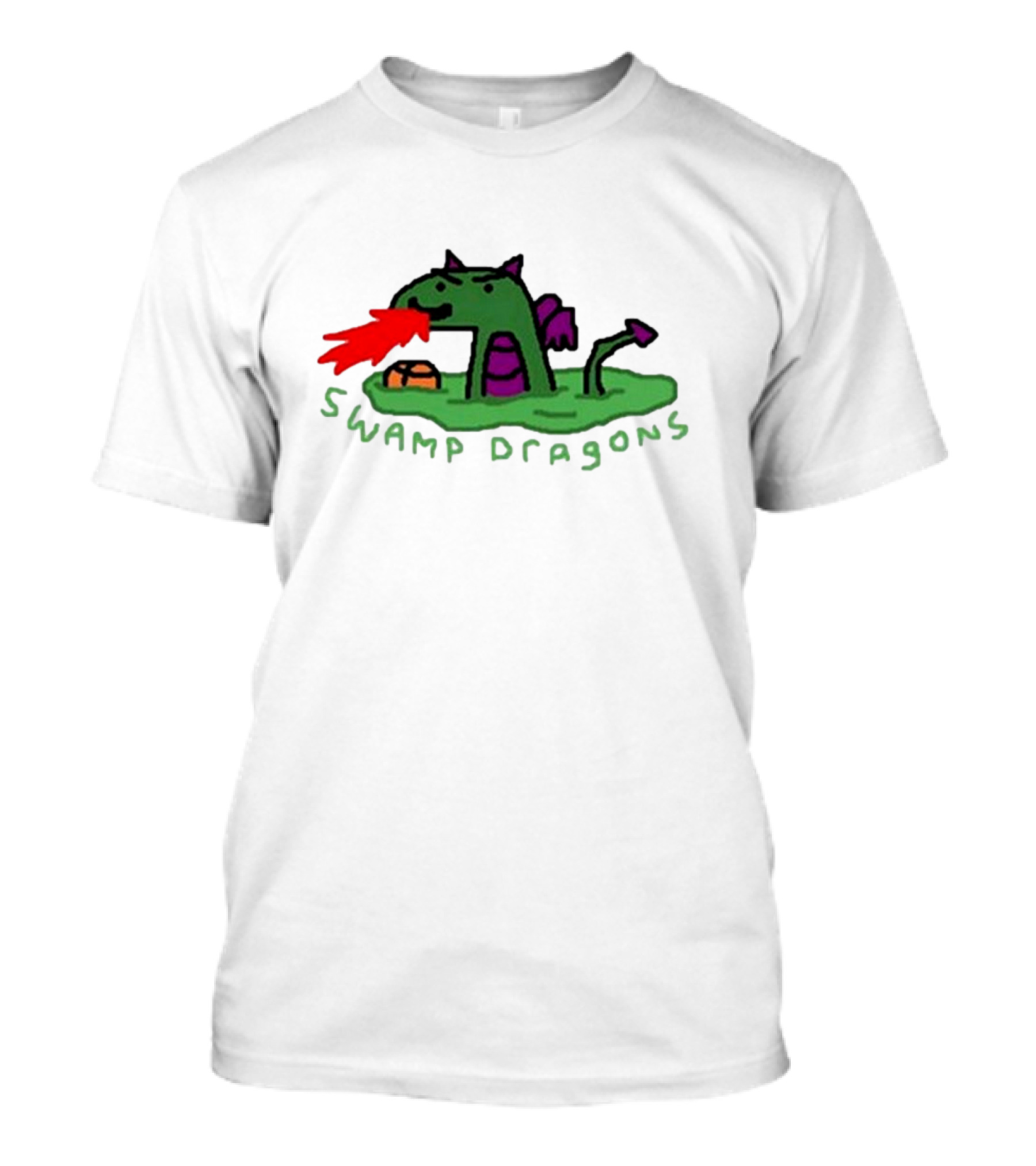 Swamp Dragons Playful Fire-Breathing Cartoon T-Shirt