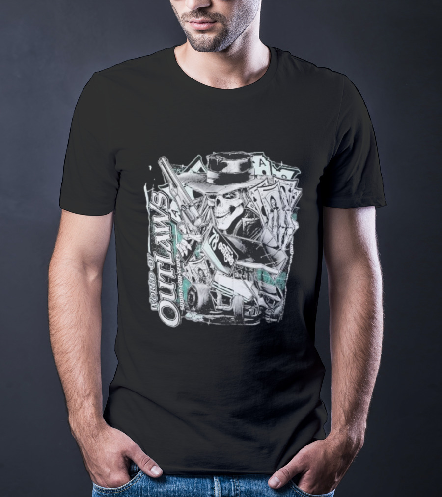 World Of Outlaws SC Deadman's Hand Racing Skeleton 78 Outlaw Cards T-Shirt