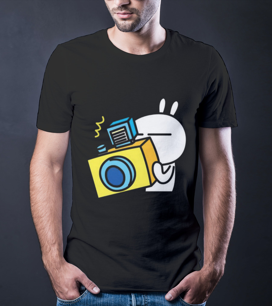 Tuzki Rabbit Camera Cartoon Character Photography T-Shirt