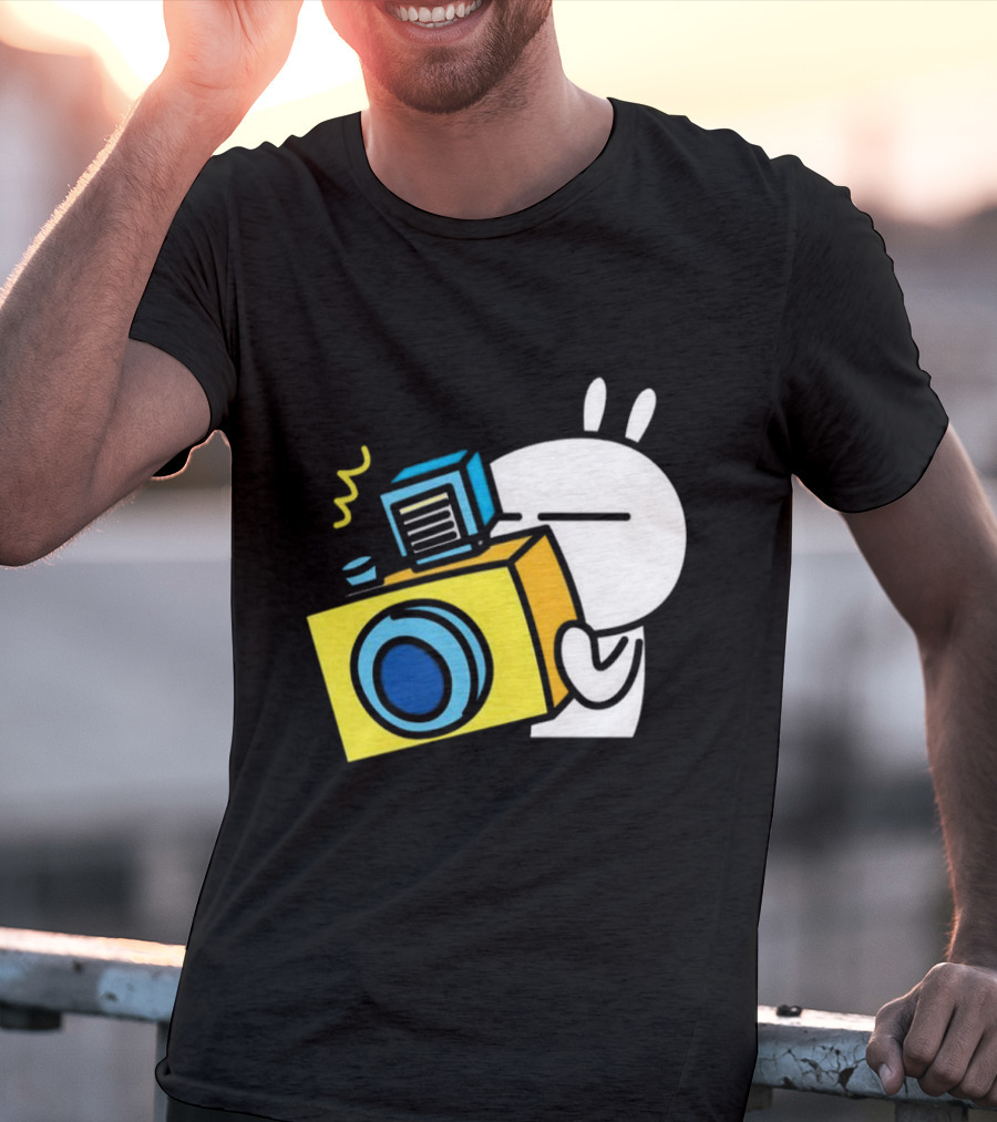 Tuzki Rabbit Camera Cartoon Character Photography T-Shirt