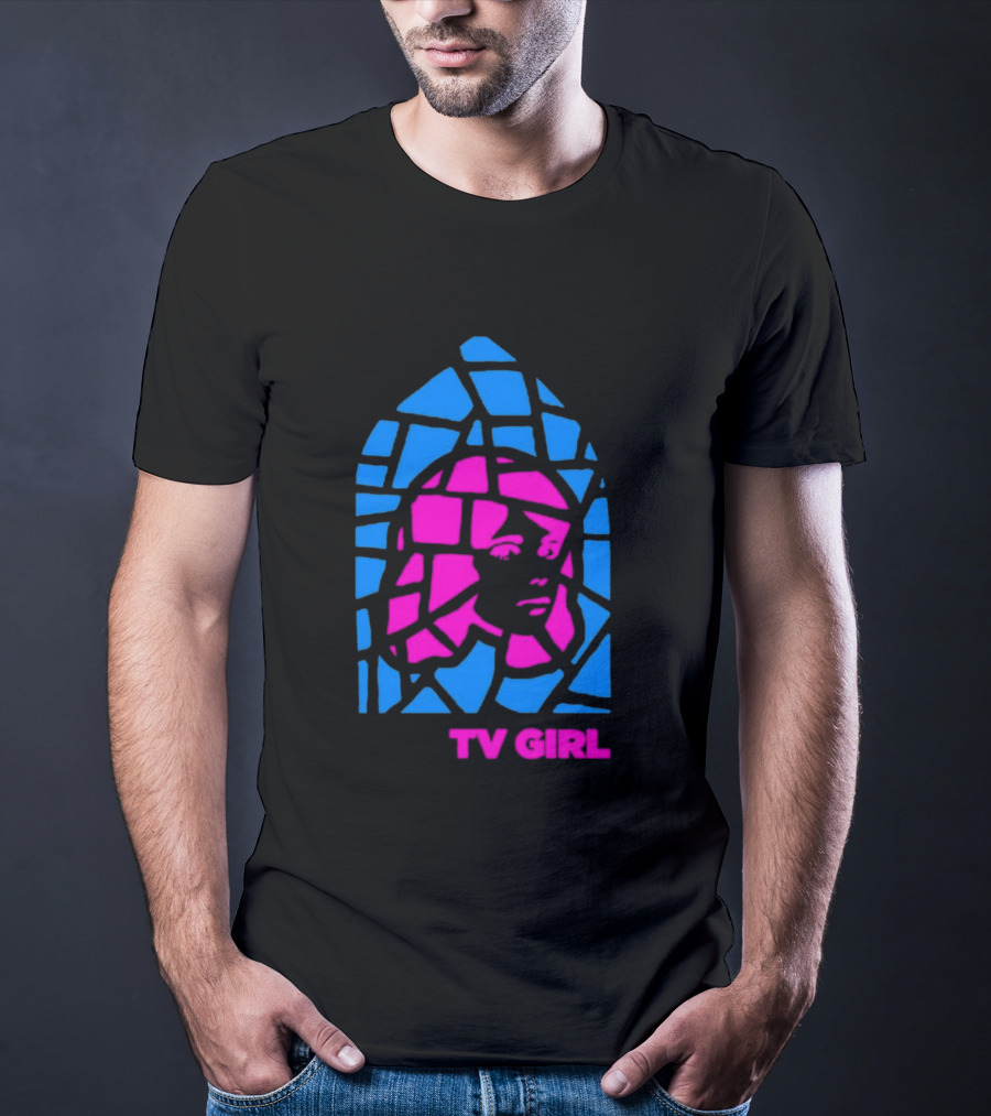 TV Girl Stain Glass Girl Blue Pink Face T-Shirt
