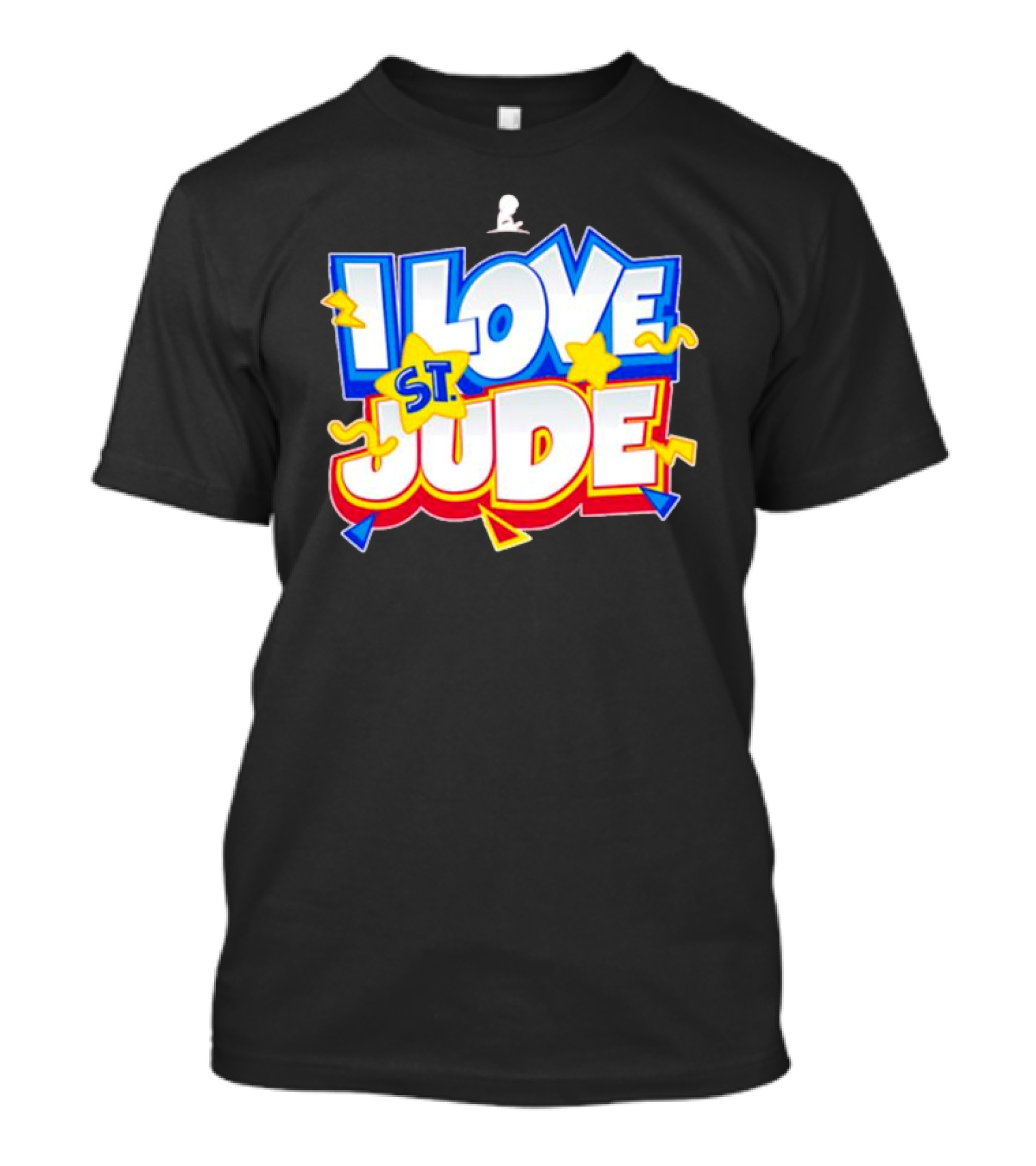 I Love St Jude Cartoon Yellow Stars And Blue Outline T-Shirt