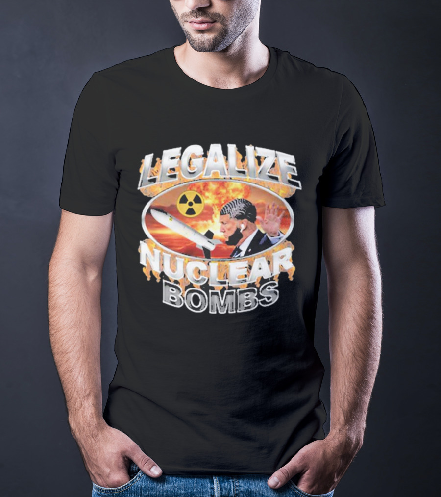 Legalize Nuclear Bombs Radiation Symbol Explosive Background T-Shirt