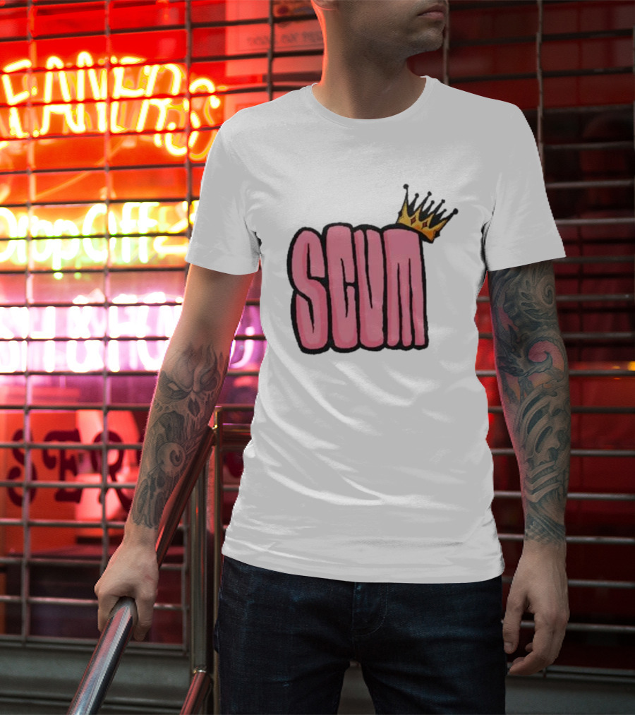 SCUM Pink Text With Gold Crown T-Shirt