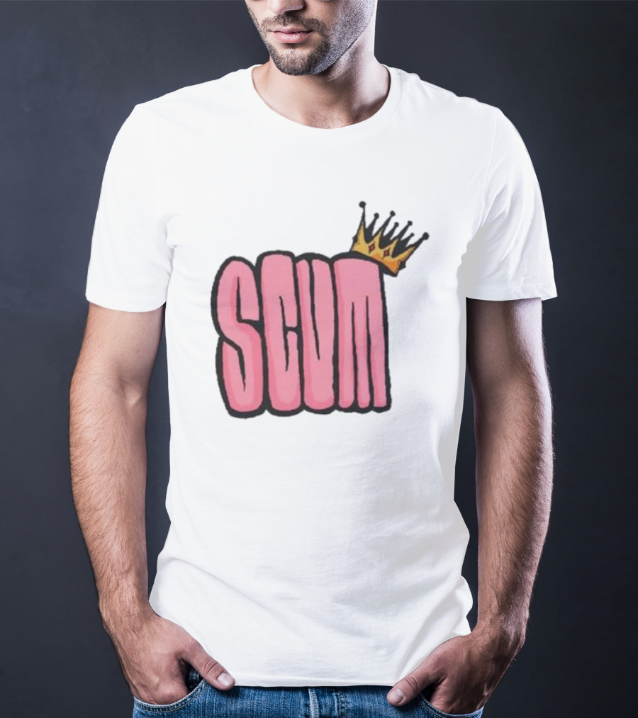 SCUM Pink Text With Gold Crown T-Shirt