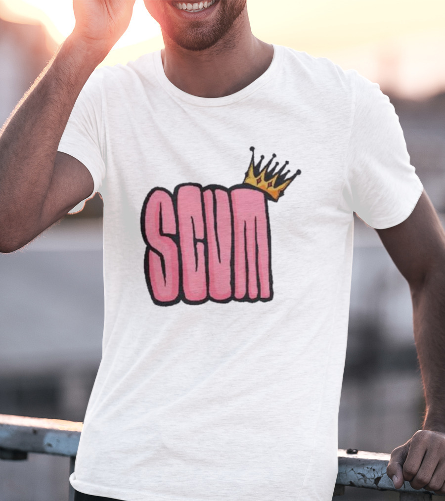 SCUM Pink Text With Gold Crown T-Shirt