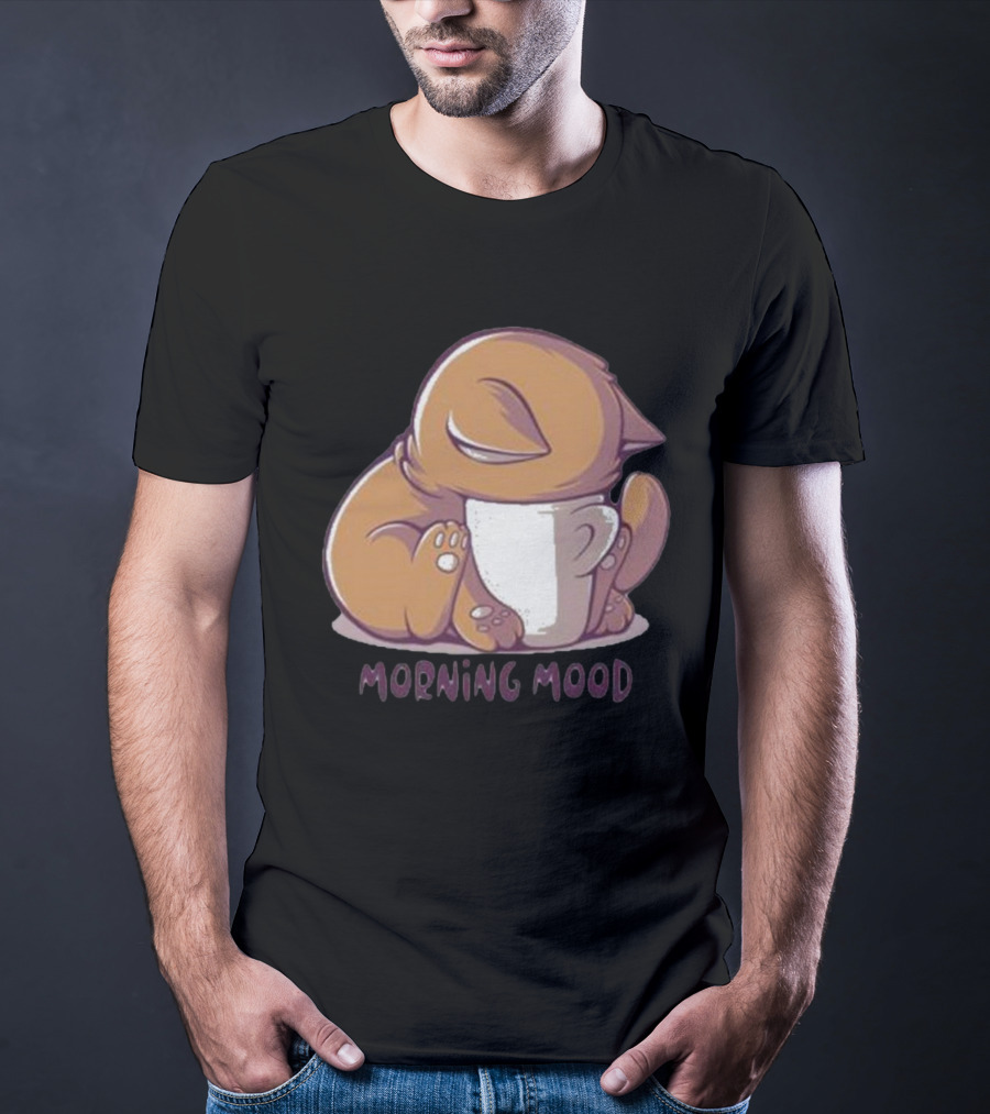 Morning Mood Cute Cat With Cup T-Shirt