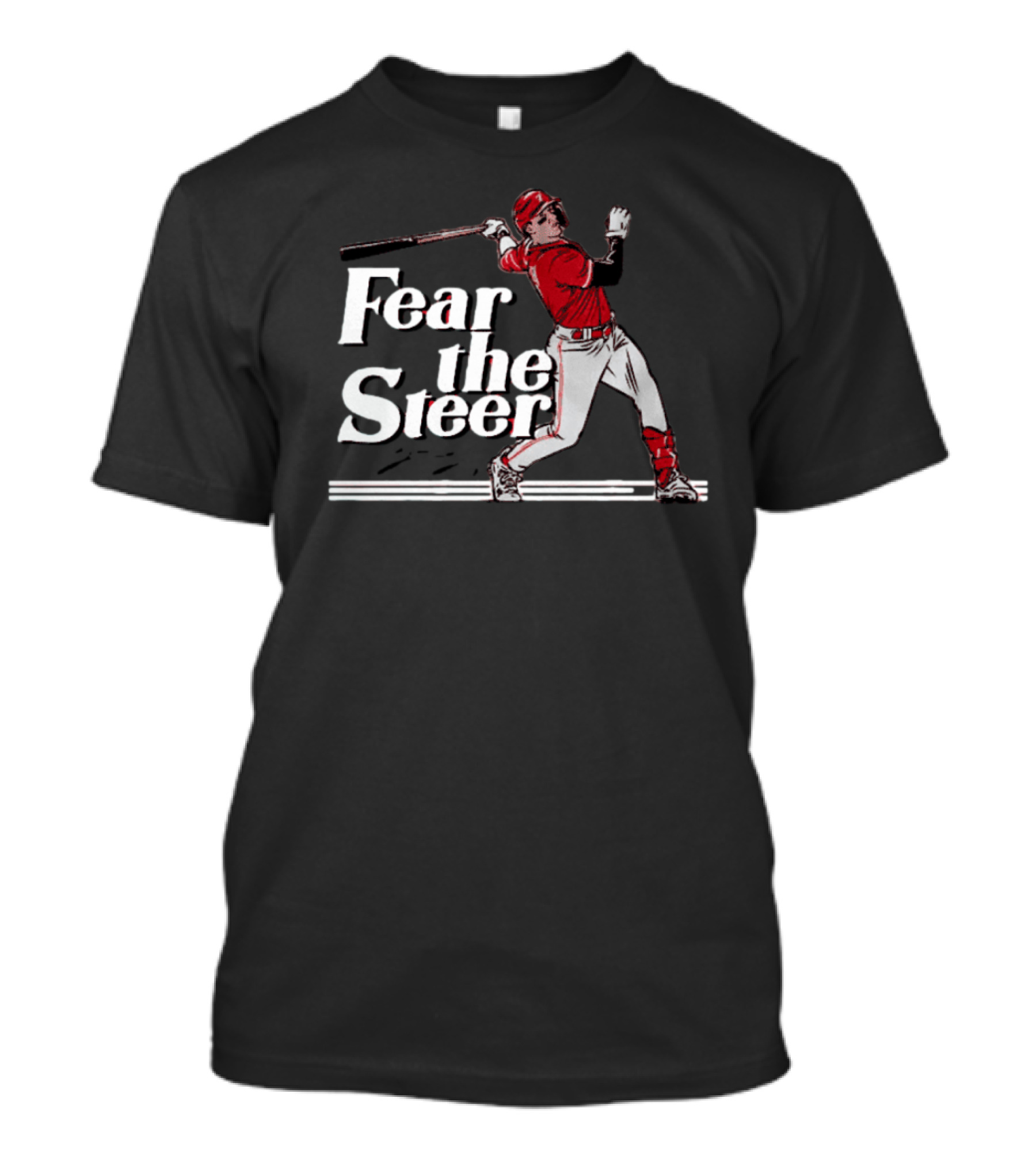 Fear The Steer SS Baseball Player In Red Jersey T-Shirt