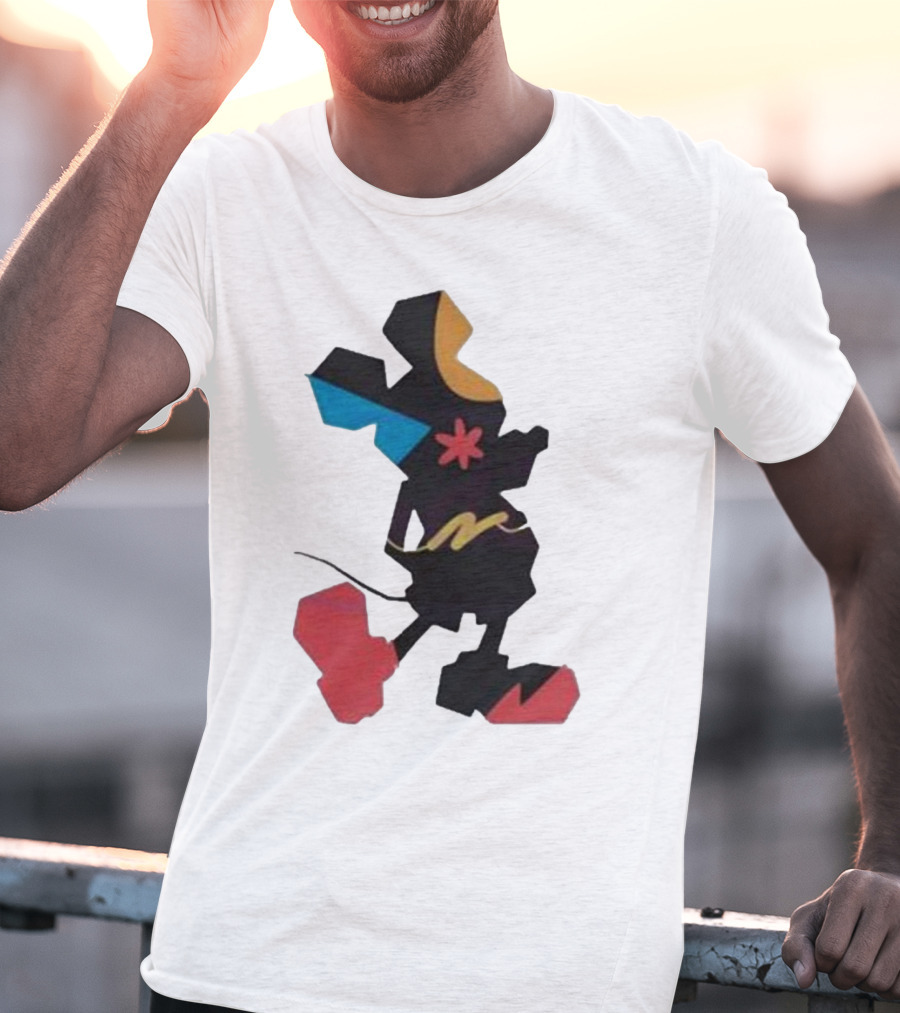 Disney World Funny Mickey Stands Abstract Colorful T-Shirt