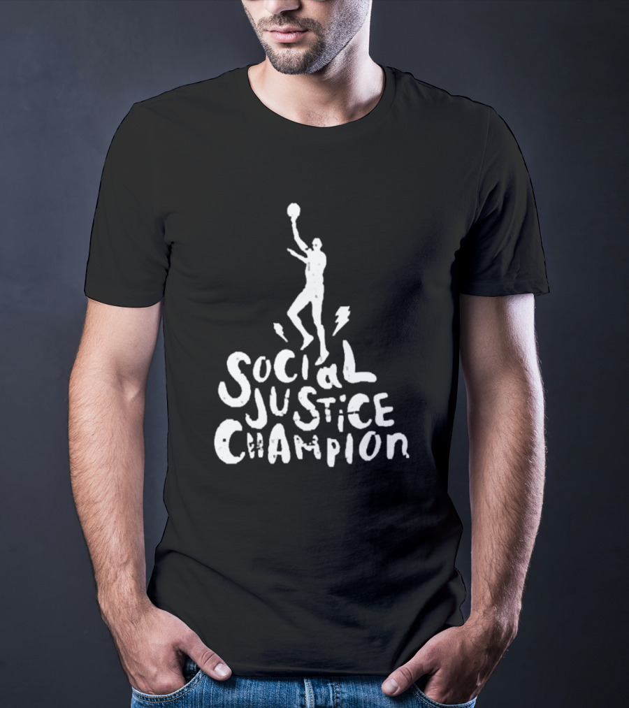 Social Justice Champion Basketball Figure With Lightning Bolt T-Shirt