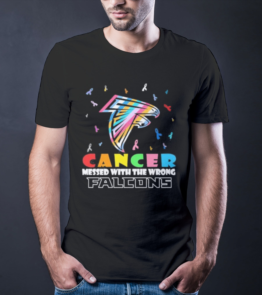 Atlanta Falcons Cancer Messed With The Wrong Team Logo Ribbons T-Shirt