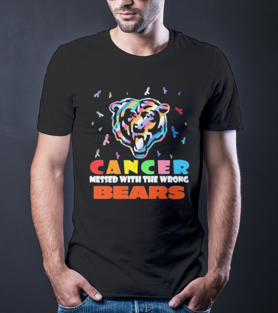 Cancer Messed With The Wrong Colorful Ribbon Chicago Bears T-Shirt