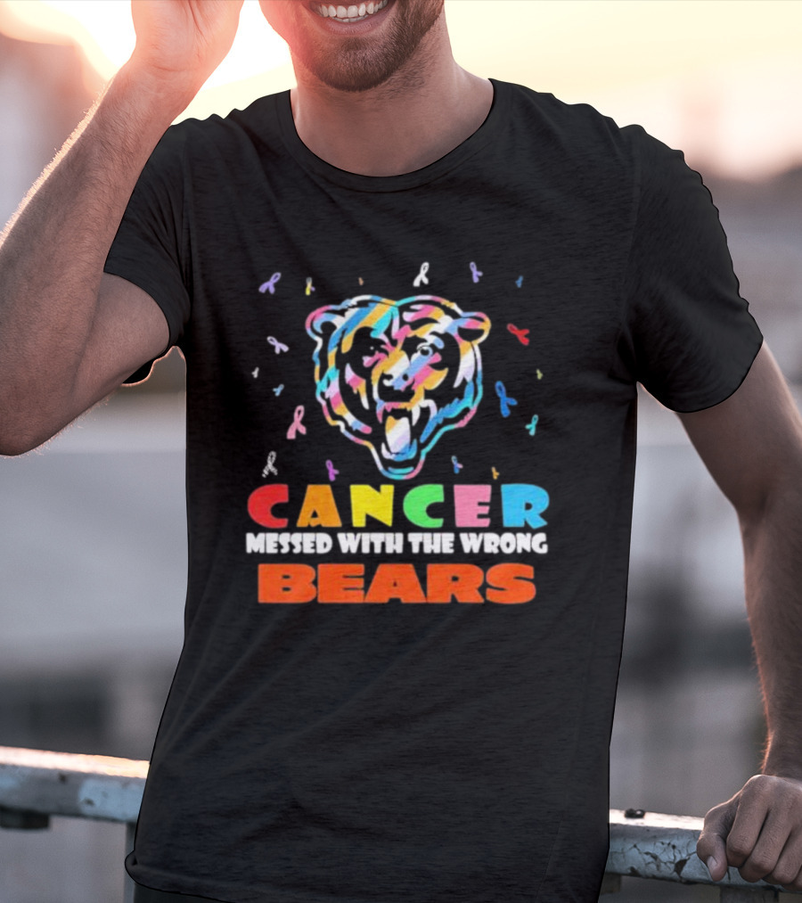 Cancer Messed With The Wrong Colorful Ribbon Chicago Bears T-Shirt