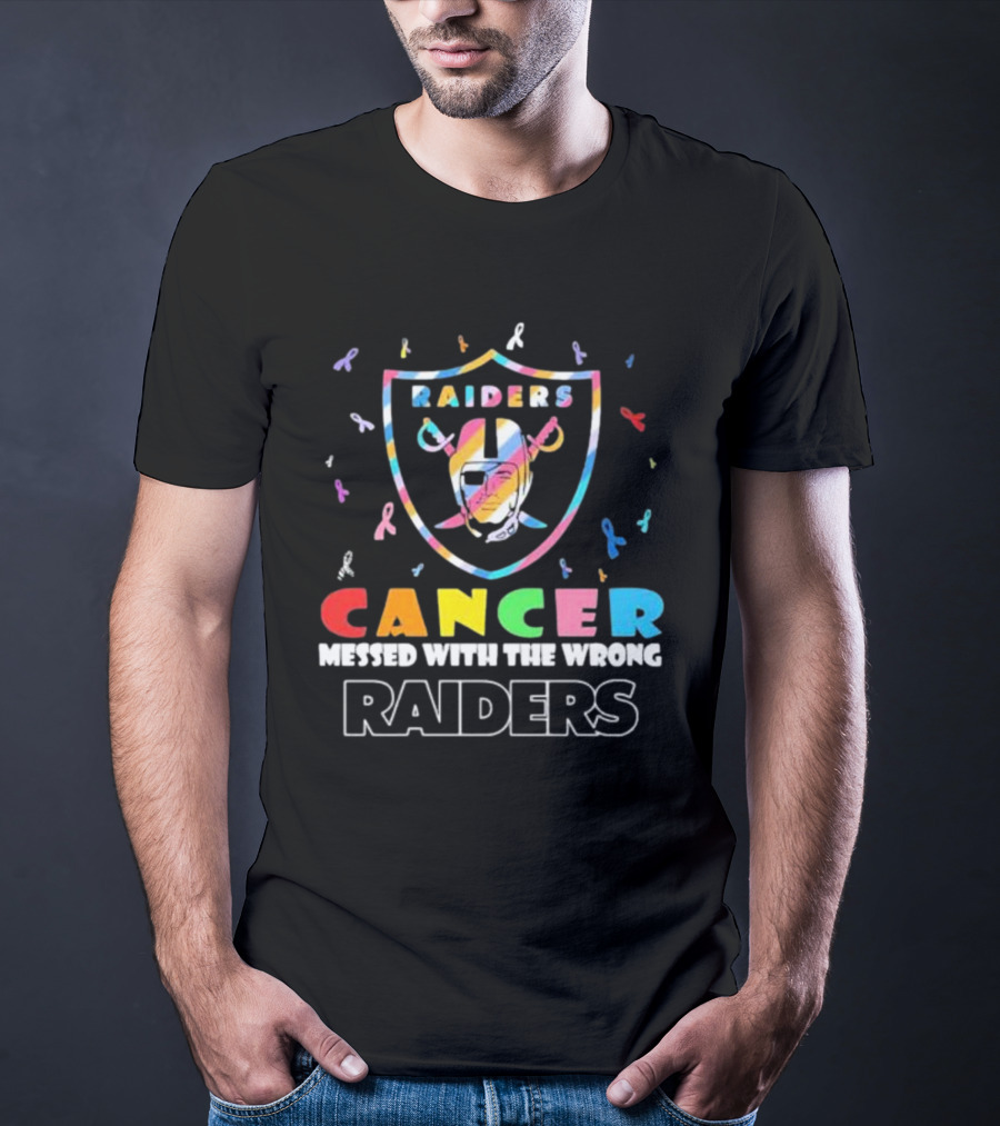 Cancer Messed With The Wrong Raiders Cancer Awareness Ribbon Raiders T-Shirt