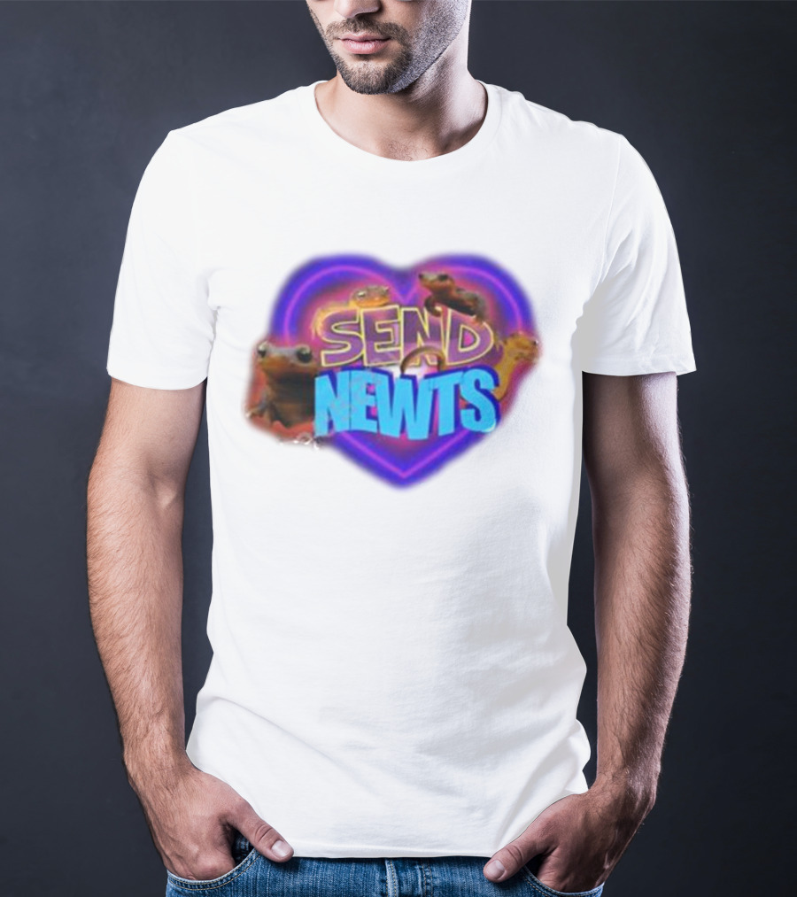 Swankyswamprat Send Newts Heart Frogs Neon T-Shirt