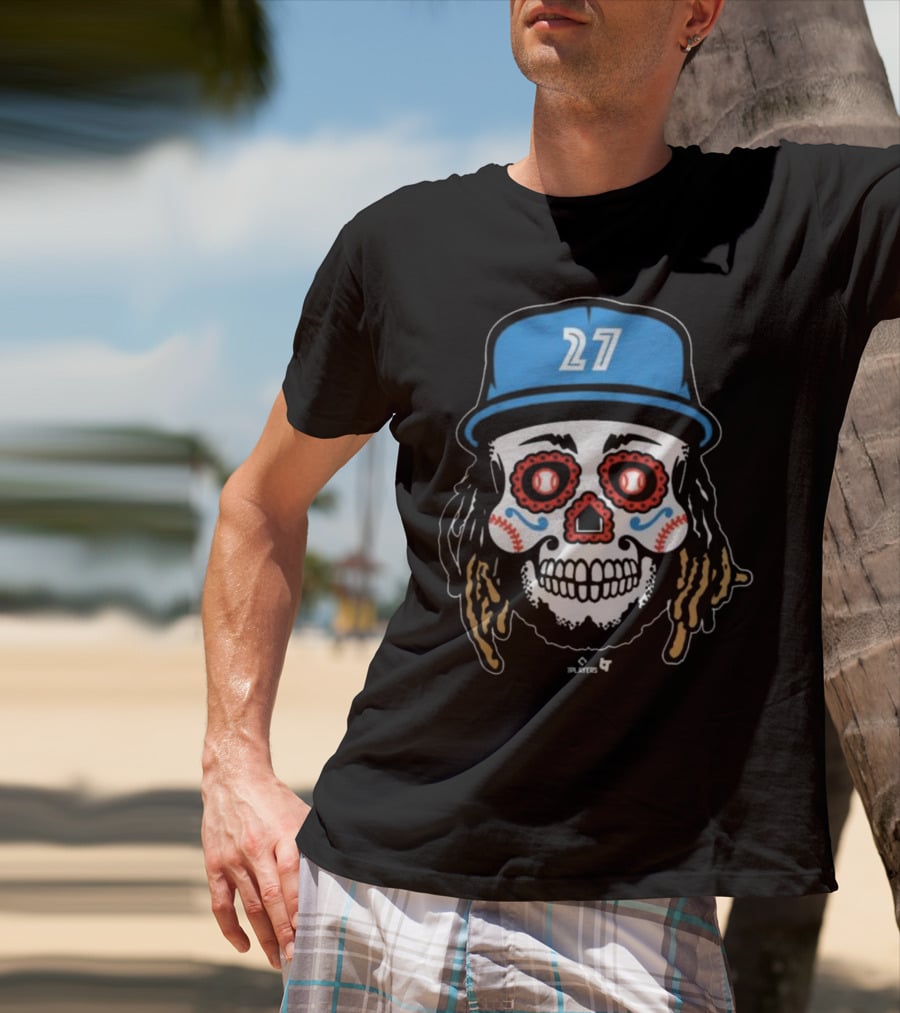 Toronto Blue Jays #27 Vladimir Guerrero Jr Sugar Skull MLBPA T-Shirt