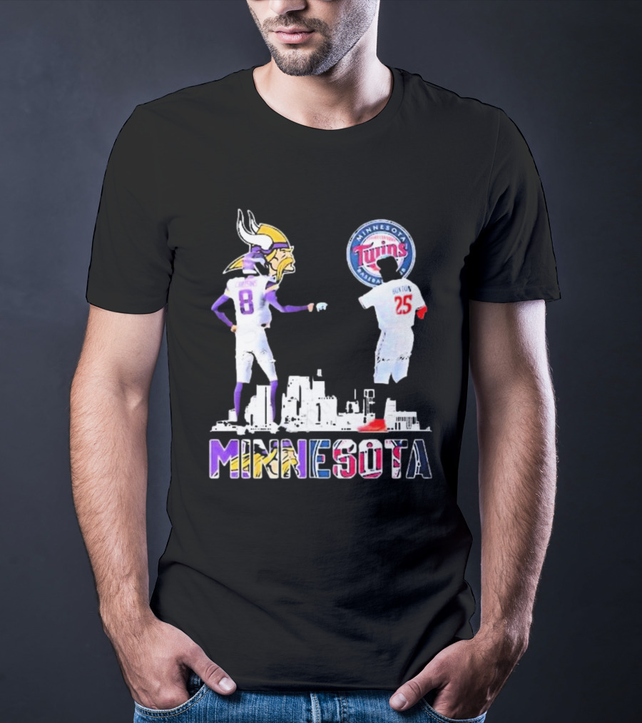 Minnesota Vikings Kirk Cousins And Twins Byron Buxton Icons T-Shirt