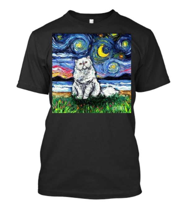 Aja Trier Starry Night Persian Cat Painting T-Shirt