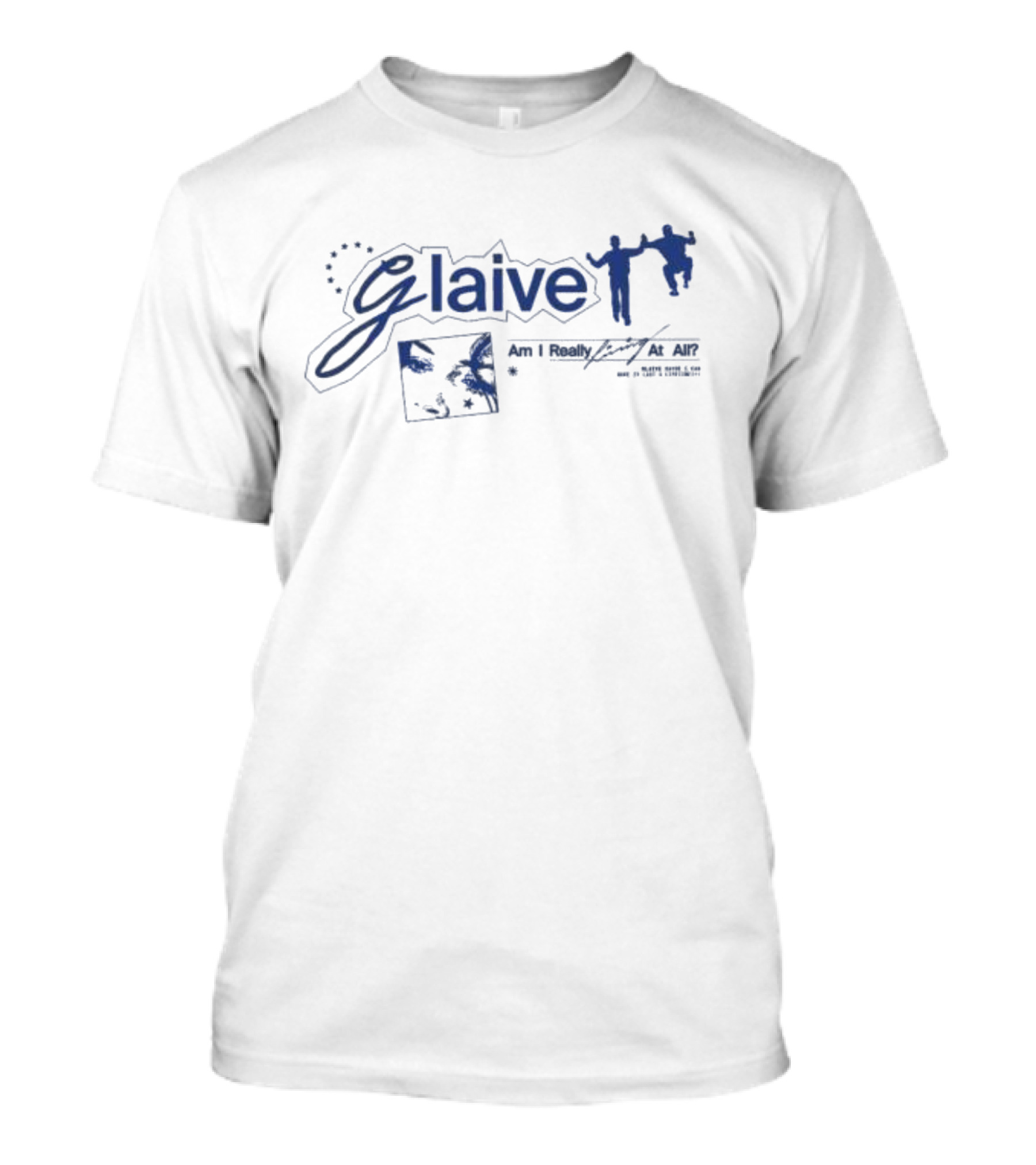 Glaive Am I Really Living At All Blue Text T-Shirt