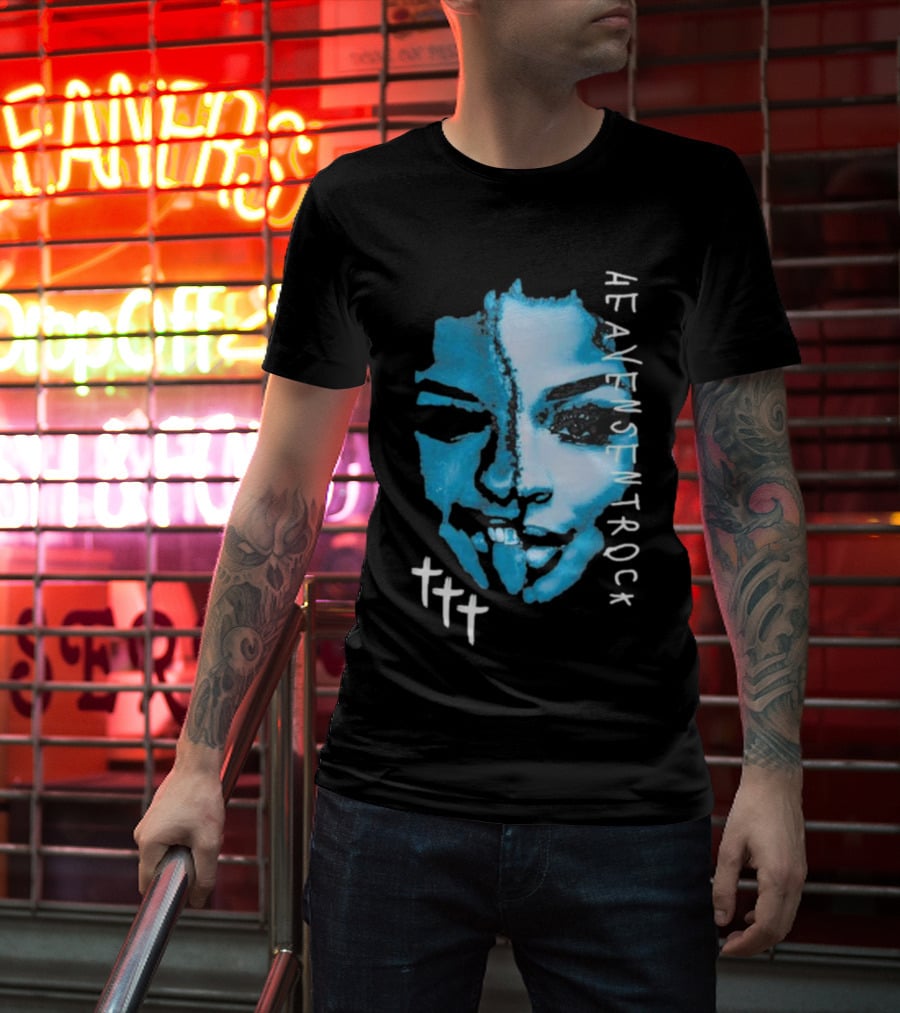 HEAVENSENTROCK Face Blue Art With Cross Symbols T-Shirt