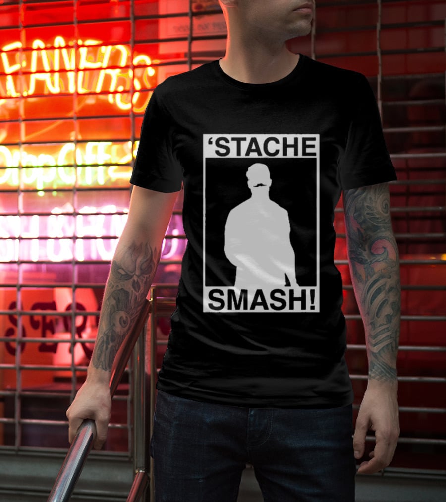 'Stache Smash Silhouette Mustache Bold Contrast T-Shirt